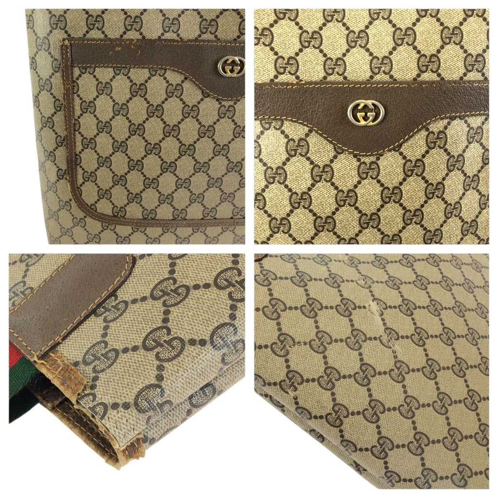 Gucci Vintage Sherry Line Beige Brown GG Supreme Canvas Tote Shoulder — view 5