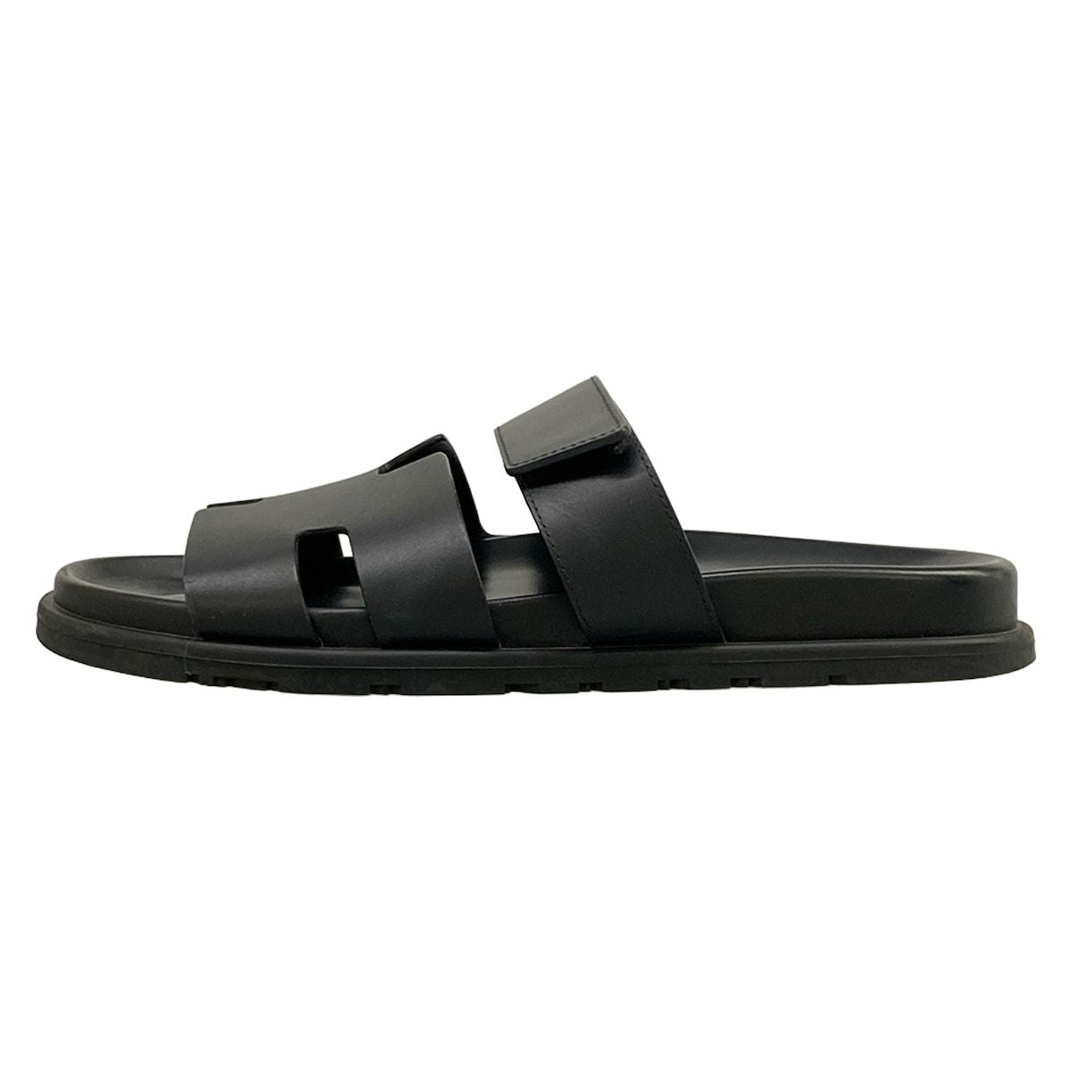 Hermes Sandals 41 Chypre Black Motif Leather