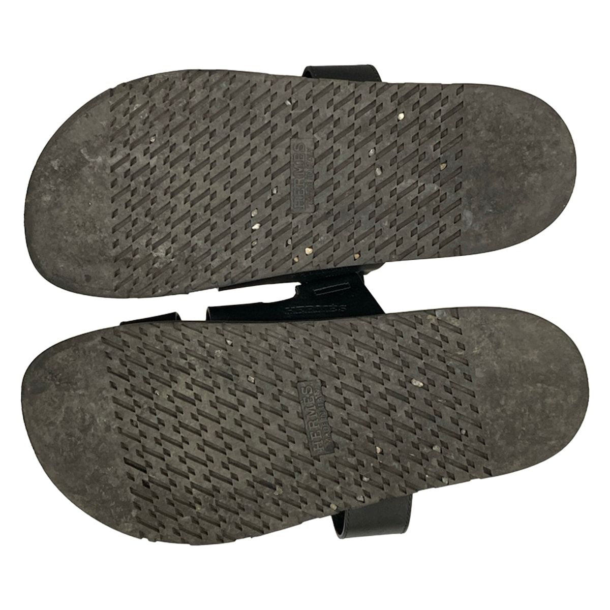 Hermes Sandals 41 Chypre Black Motif Leather — view 8