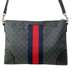 Gucci Shoulder Bag GG Supreme Canvas Dark Gray Dark Navy Red Strap Is Detachable — view 3