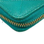 Chanel Wallet Quilted Green Zip Around Gold — view 7