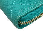 Chanel Wallet Quilted Green Zip Around Gold — view 6
