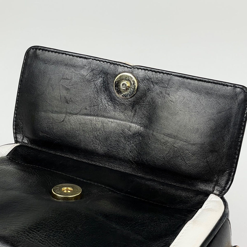 Chanel CC Logo Fringe Chain Shoulder Bag Leather Black White — view 5
