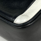 Chanel CC Logo Fringe Chain Shoulder Bag Leather Black White — view 3