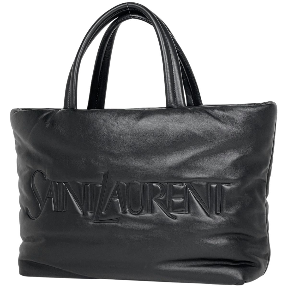 Saint Laurent Logo Tote Leather Black