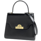 Dior Logo Handbag 2-Way Leather Black