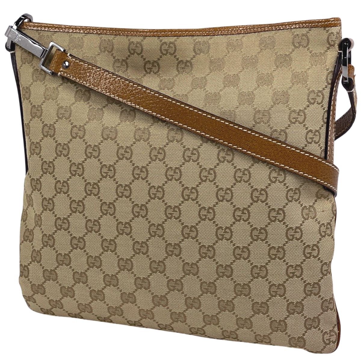Gucci GG Pattern Shoulder Bag Canvas Beige