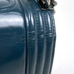 Chanel Boy Chain Shoulder Bag CC Logo Leather Blue — view 5