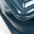 Chanel Boy Chain Shoulder Bag CC Logo Leather Blue — view 3