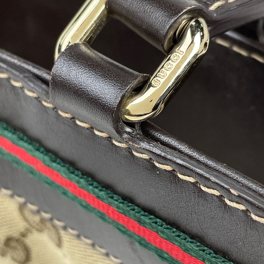 Gucci GG Pattern Tote Mayfair Ribbon Handbag Sherry Line Canvas Brown — view 5