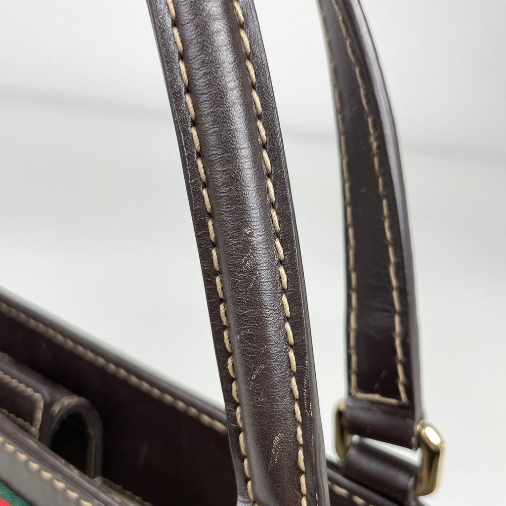 Gucci GG Pattern Tote Mayfair Ribbon Handbag Sherry Line Canvas Brown — view 6