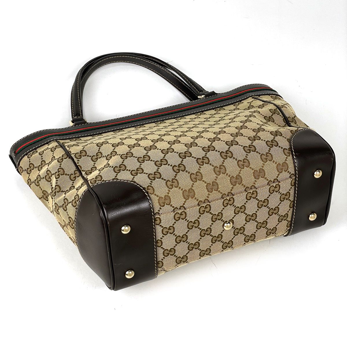 Gucci GG Pattern Tote Mayfair Ribbon Handbag Sherry Line Canvas Brown — view 2