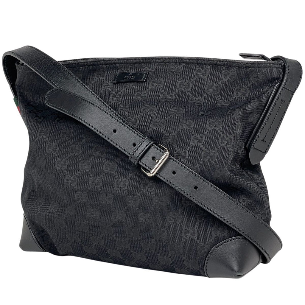 Gucci GG Pattern Shoulder Bag Sherry Line Canvas Black