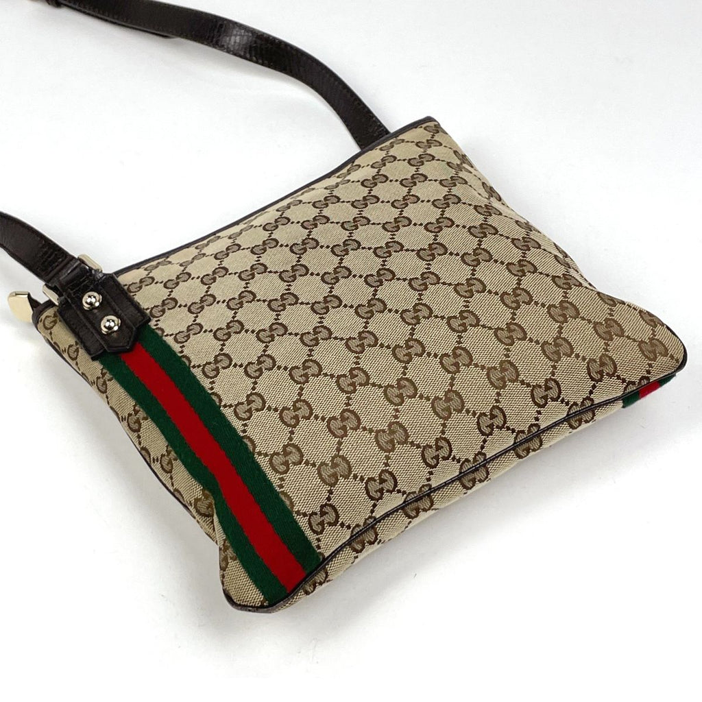 Gucci GG Pattern Shoulder Bag Sherry Line Web Canvas Brown — view 2