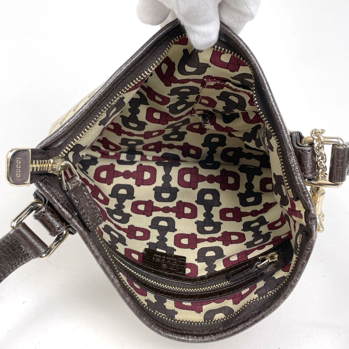 Gucci GG Pattern Shoulder Bag Sherry Line Web Canvas Brown — view 8