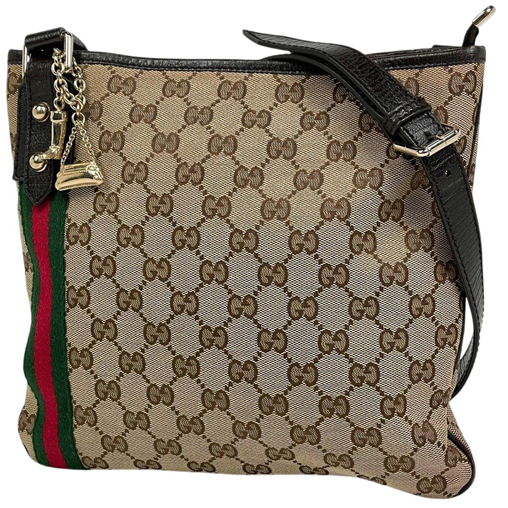 Gucci GG Pattern Shoulder Bag Sherry Line Web Canvas Brown