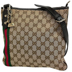 Gucci GG Pattern Shoulder Bag Sherry Line Web Canvas Brown