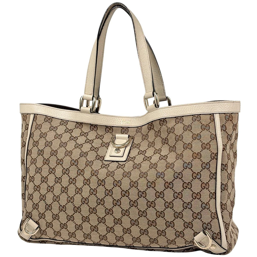 Gucci GG Pattern Tote Abbey Canvas Beige White