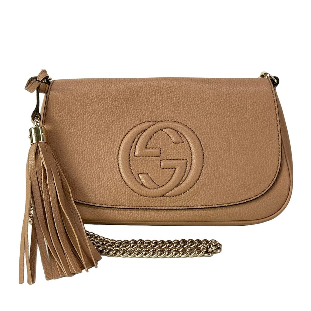 Gucci Shoulder Bag Soho Beige Leather