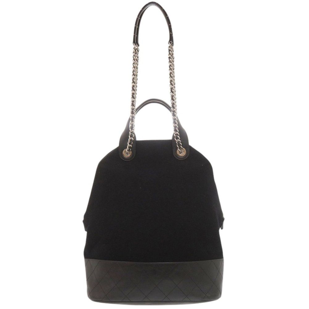 Chanel Wool Leather Black Shoulder — view 3