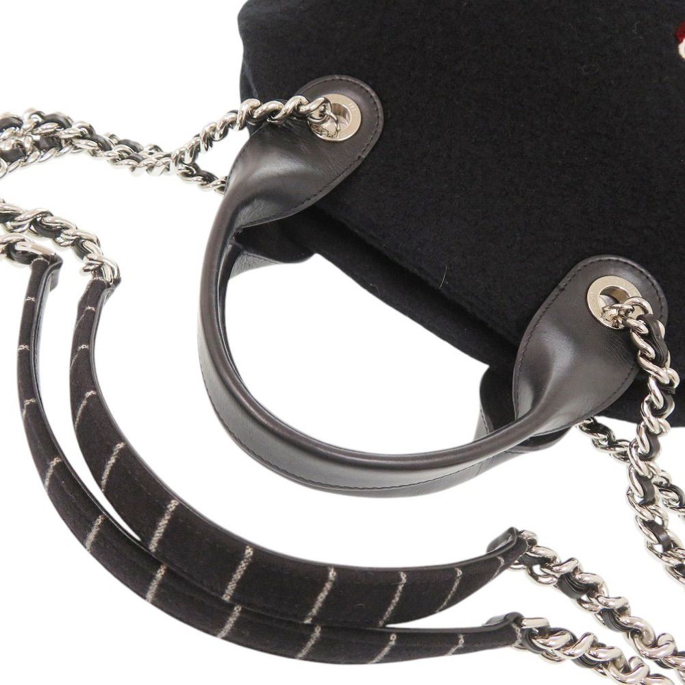 Chanel Wool Leather Black Shoulder — view 7