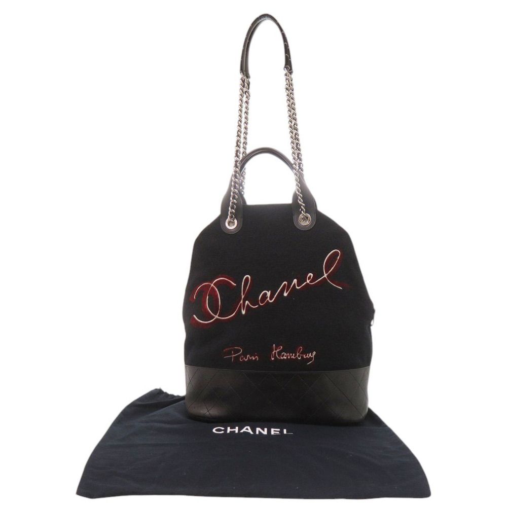 Chanel Wool Leather Black Shoulder — view 2