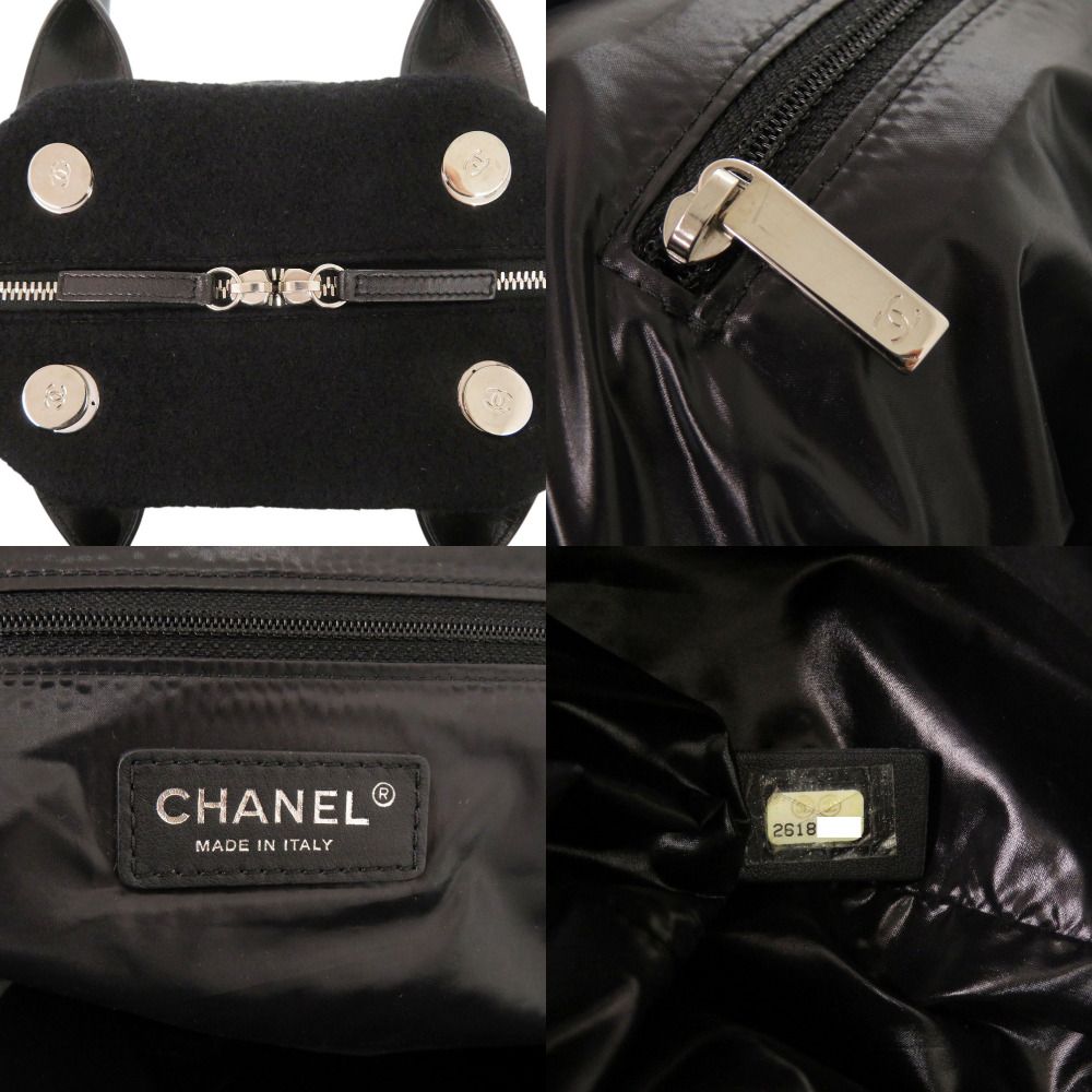 Chanel Wool Leather Black Shoulder — view 9
