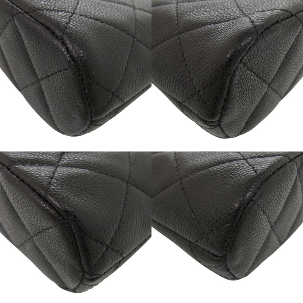 Chanel Quilted Mini Chain Shoulder Bag CC Logo Caviar Leather Black Random Seal — view 4