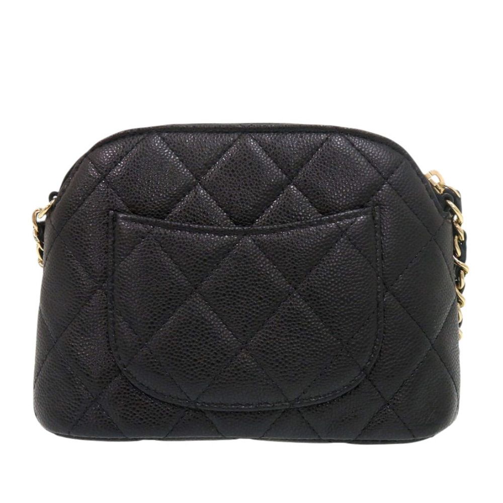 Chanel Quilted Mini Chain Shoulder Bag CC Logo Caviar Leather Black Random Seal — view 2
