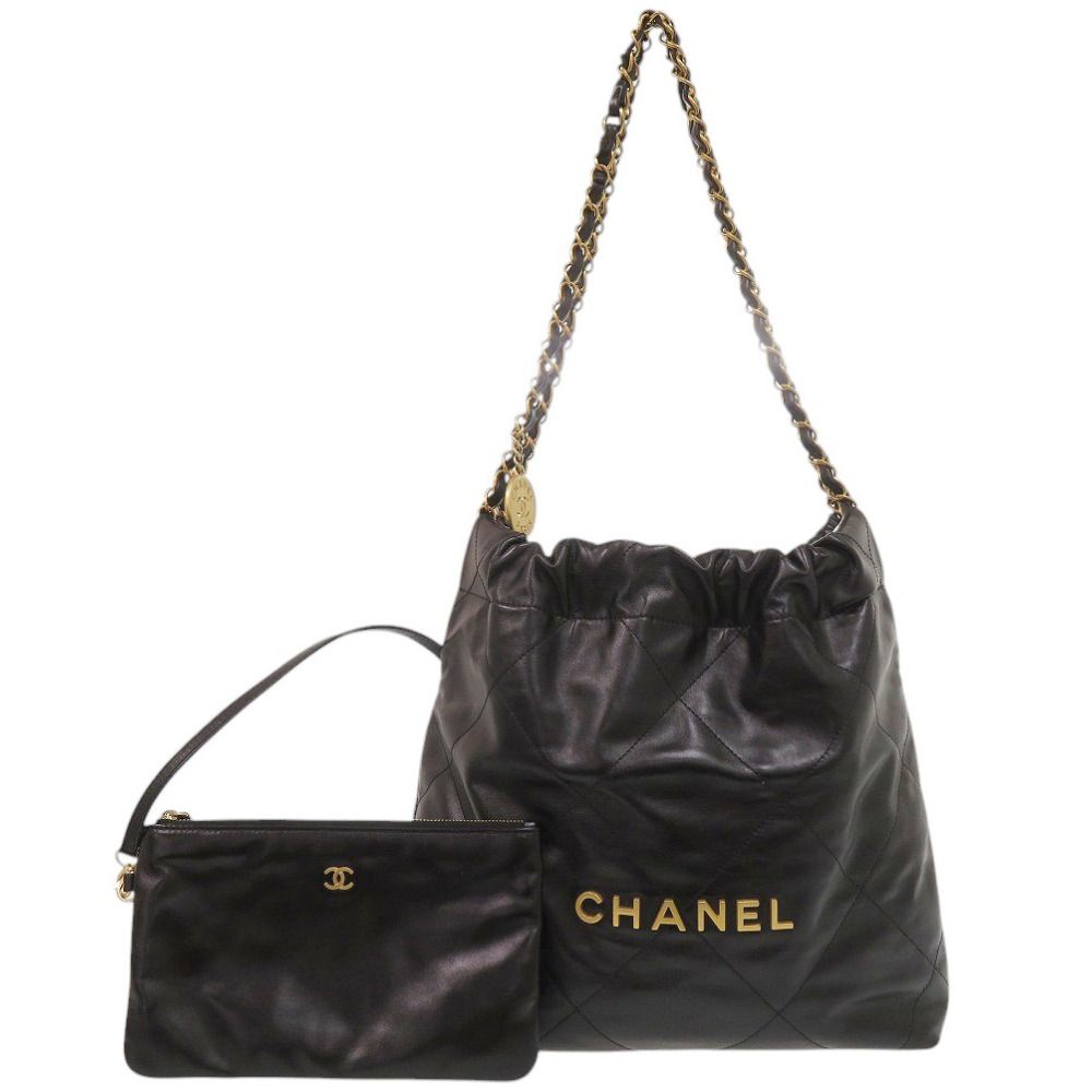 Chanel 22 Small Calf Leather Black Tote