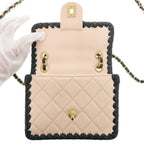 Chanel Quilted Small Flap CC Logo Lambskin Pink Black Chain Shoulder — view 5