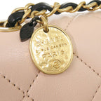 Chanel Quilted Small Flap CC Logo Lambskin Pink Black Chain Shoulder — view 8