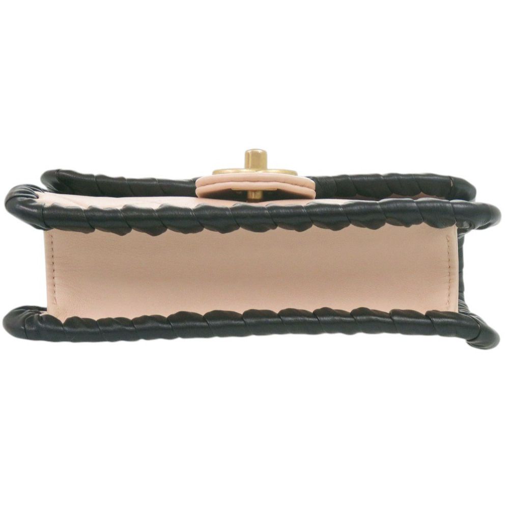 Chanel Quilted Small Flap CC Logo Lambskin Pink Black Chain Shoulder — view 3
