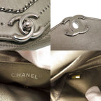 Chanel Blanc CC Logo Leather Gray Chain Shoulder — view 9