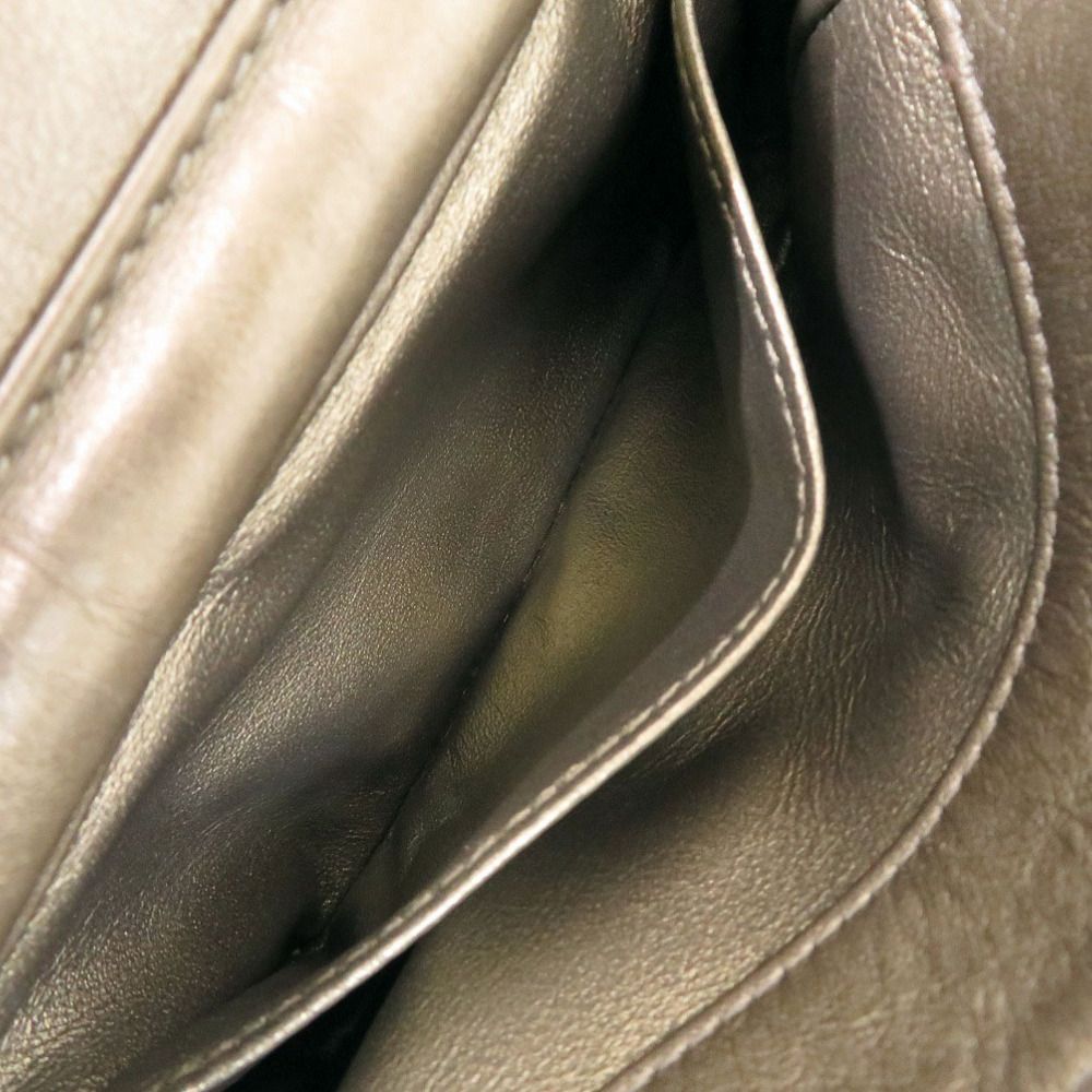 Chanel Blanc CC Logo Leather Gray Chain Shoulder — view 7