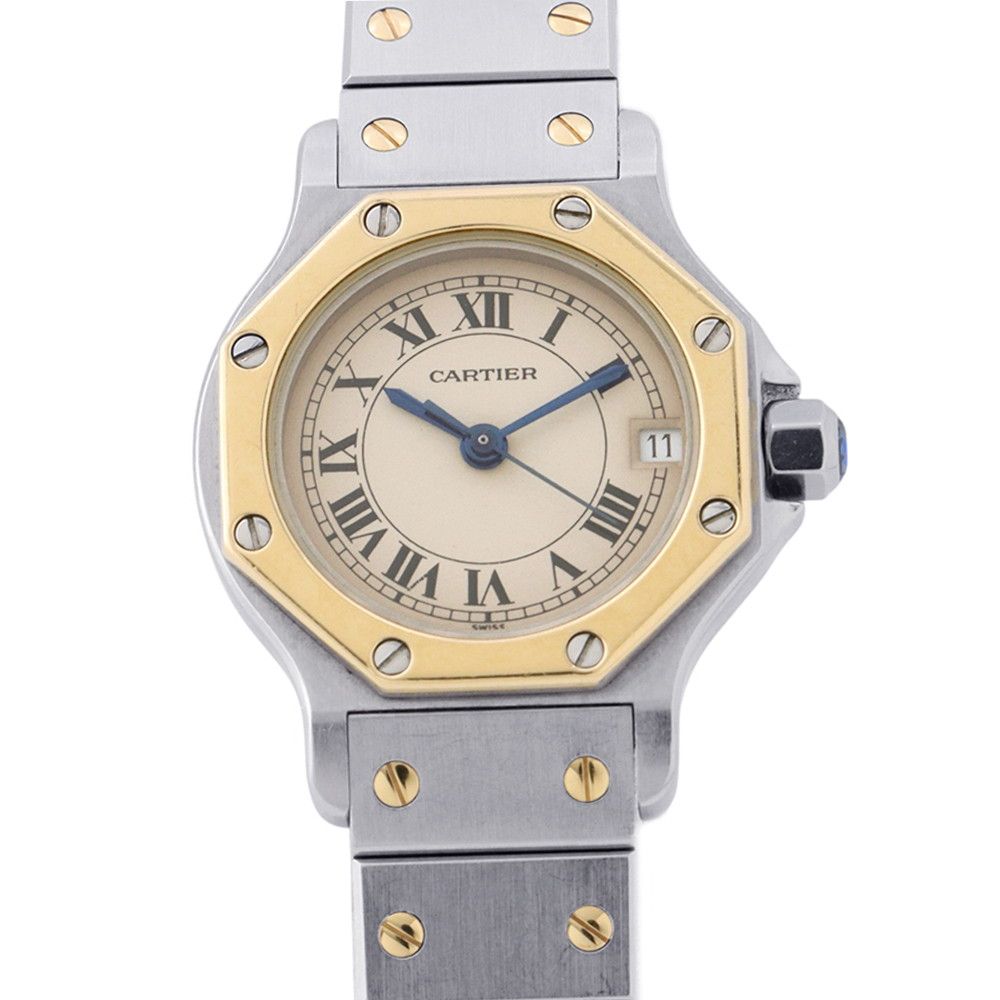 Cartier Santos Octagon SM Watch Ivory Dial Quartz