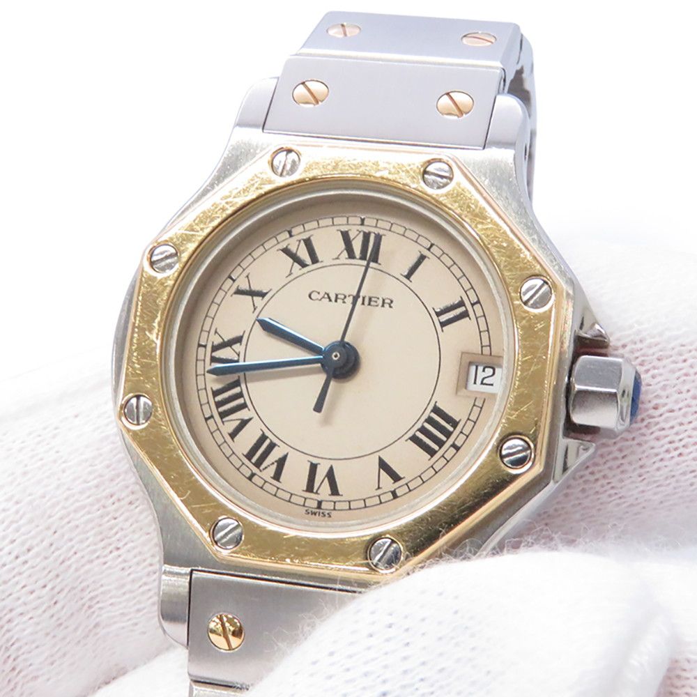 Cartier Santos Octagon SM Watch Ivory Dial Quartz — view 4