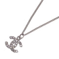 Chanel CC Logo Rhinestone Necklace Metal