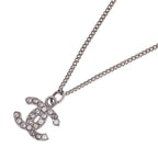 Chanel CC Logo Rhinestone Necklace Metal