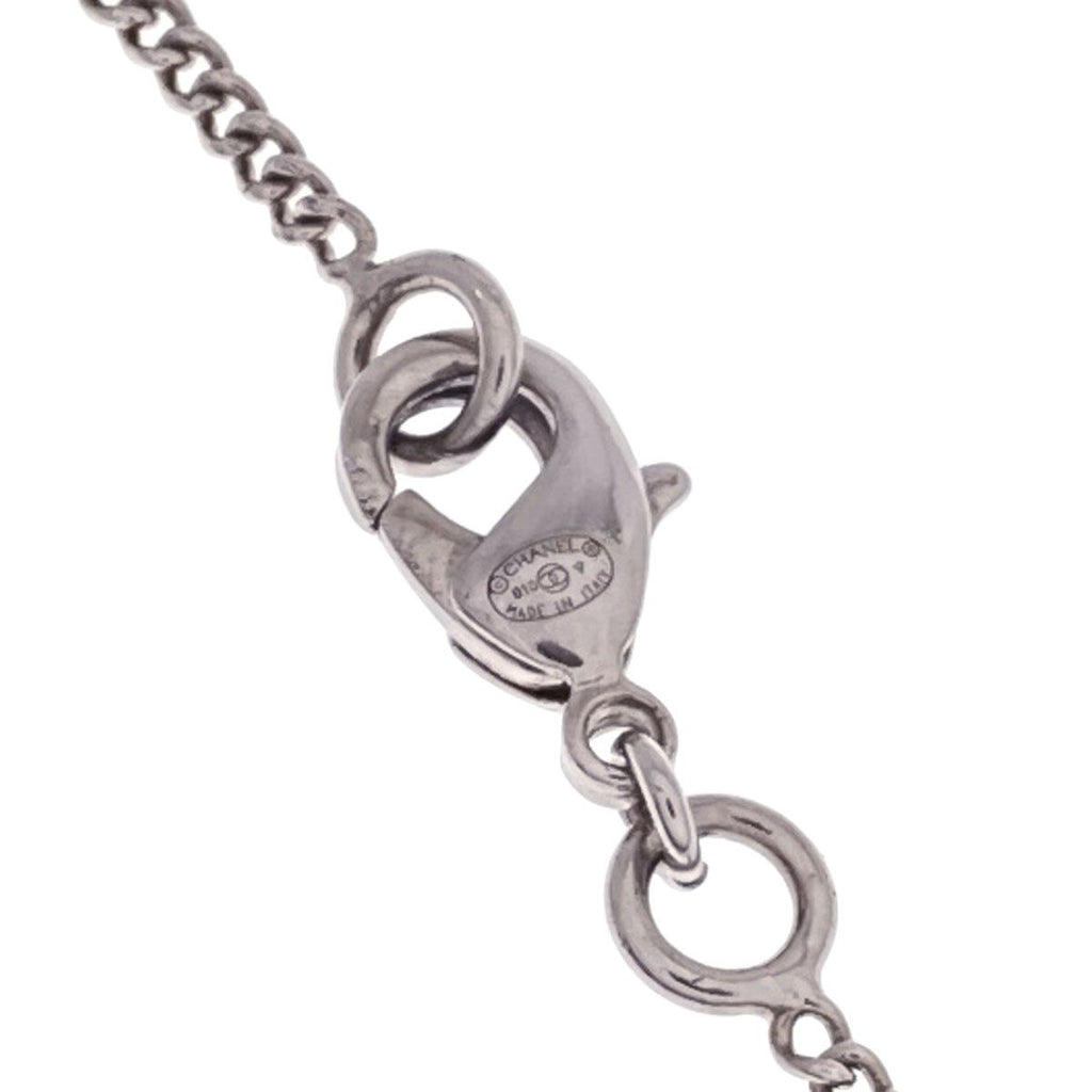 Chanel CC Logo Rhinestone Necklace Metal — view 4