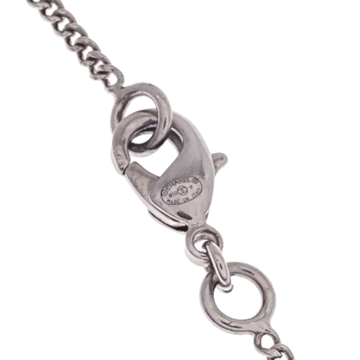Chanel CC Logo Rhinestone Necklace Metal — view 4