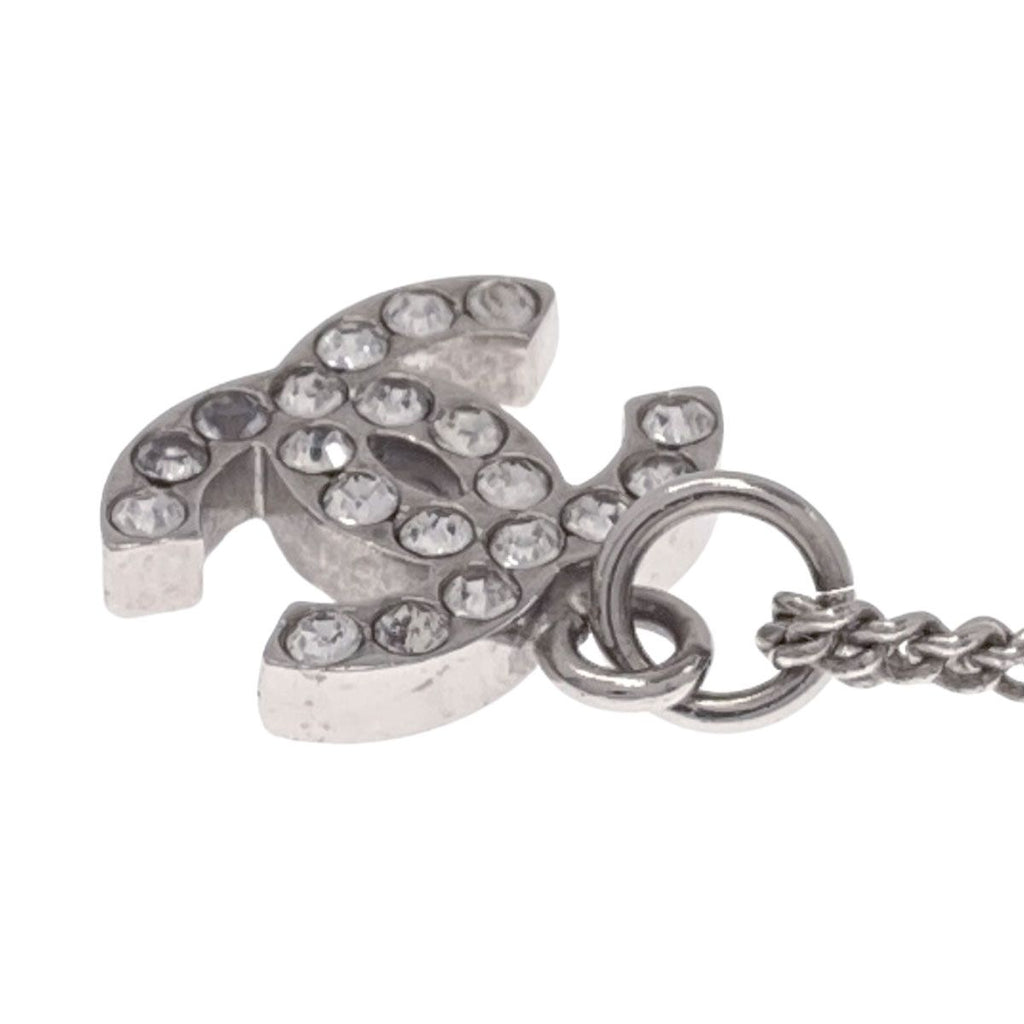 Chanel CC Logo Rhinestone Necklace Metal — view 6