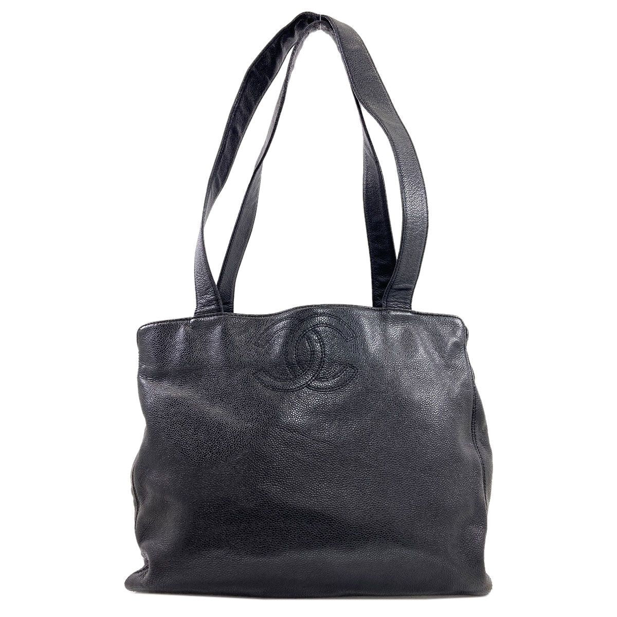 Chanel CC Logo Gold Tote Grained Calfskin