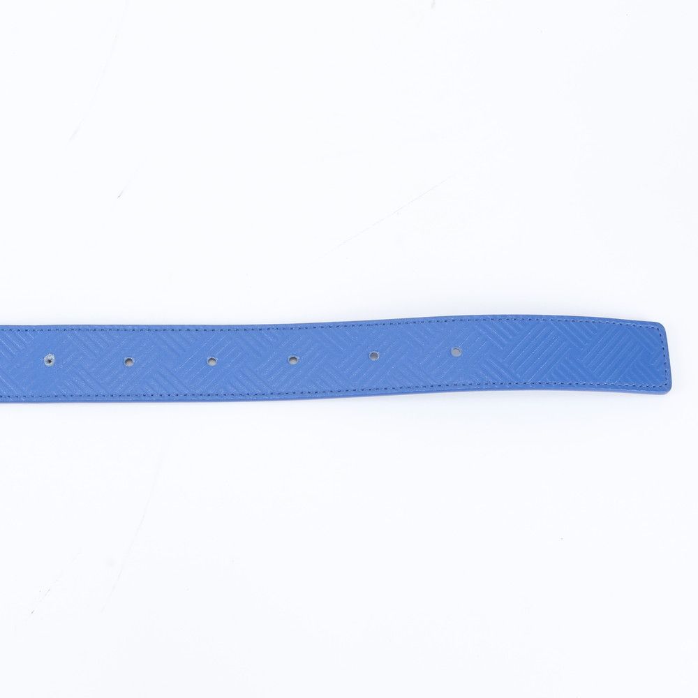 Bottega Veneta Intrecciato Embossed Leather Belt Blue — view 5