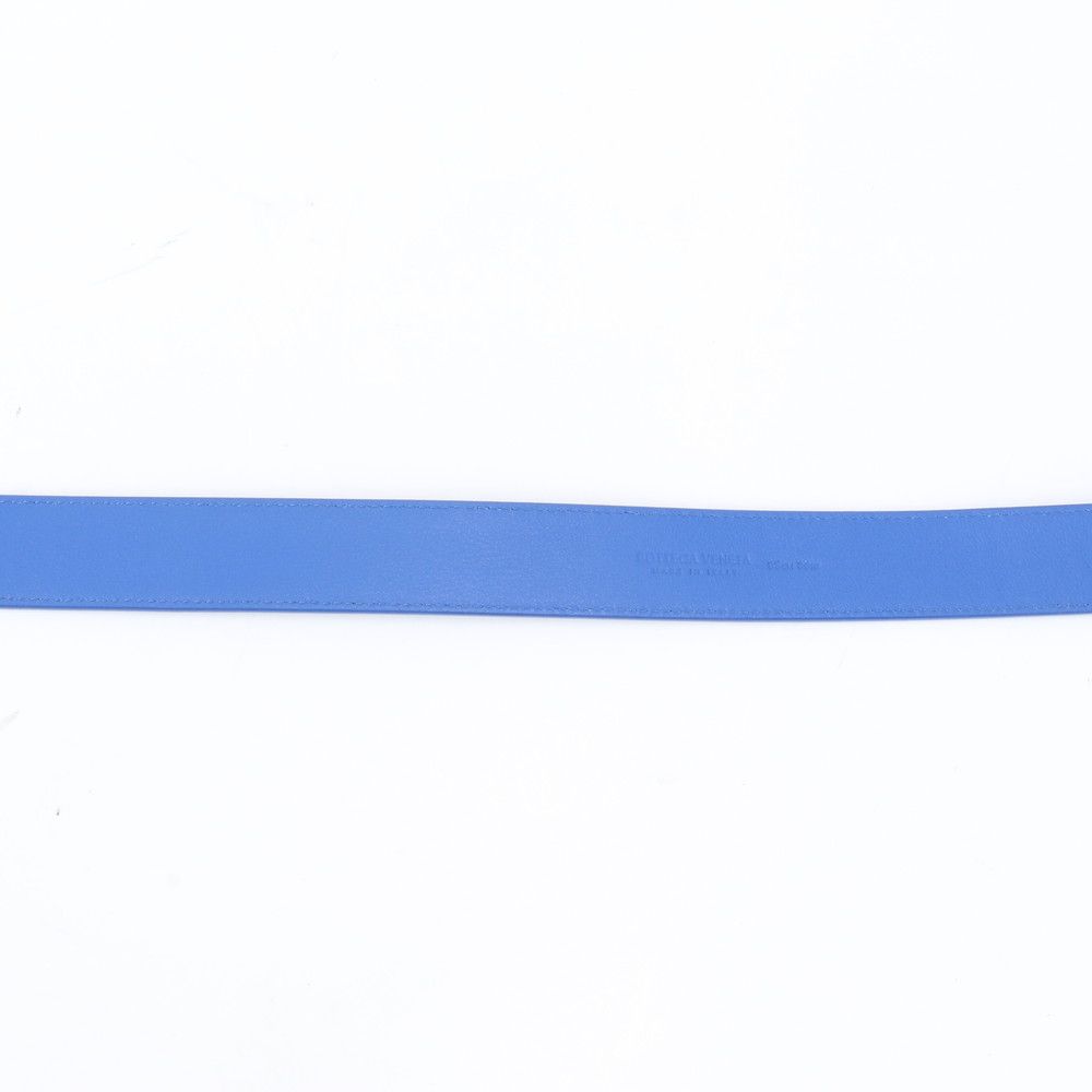 Bottega Veneta Intrecciato Embossed Leather Belt Blue — view 7