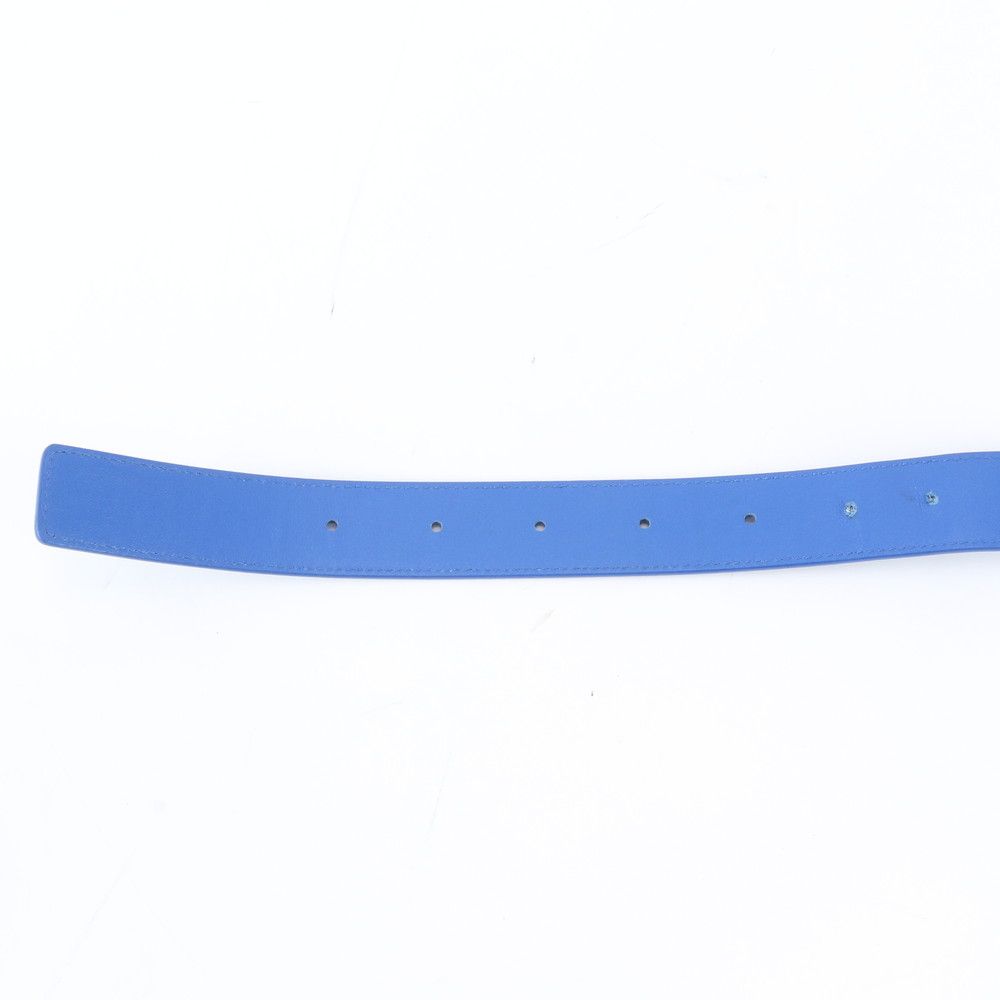Bottega Veneta Intrecciato Embossed Leather Belt Blue — view 6