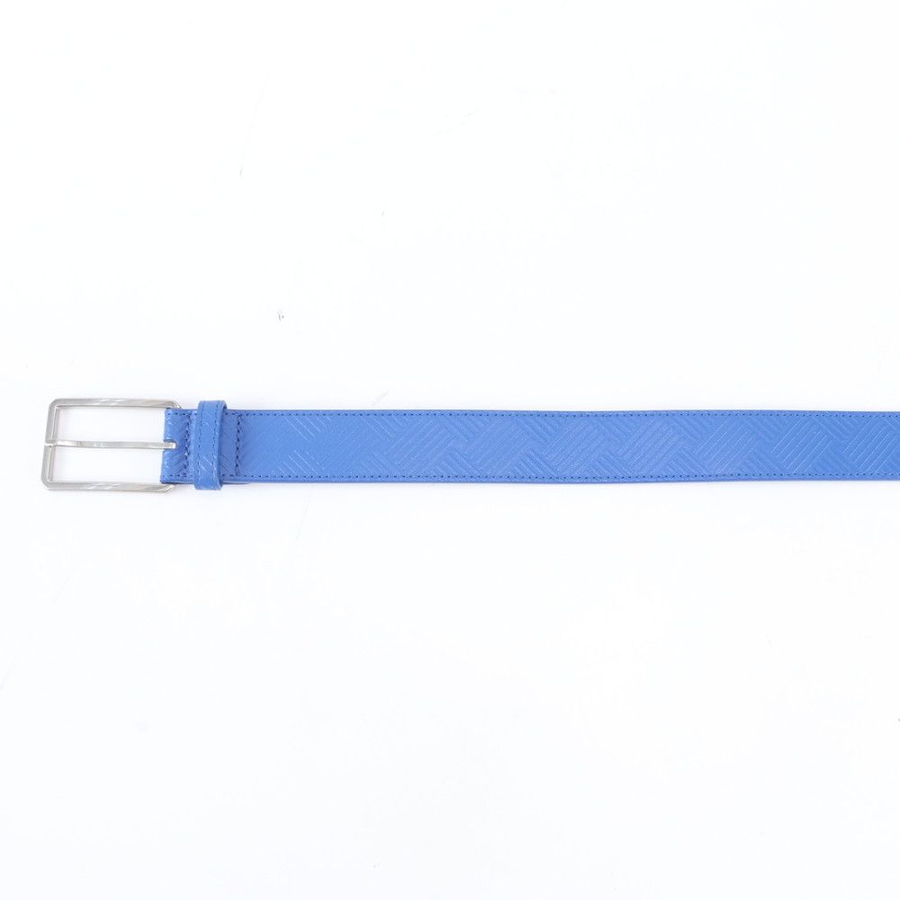 Bottega Veneta Intrecciato Embossed Leather Belt Blue — view 3