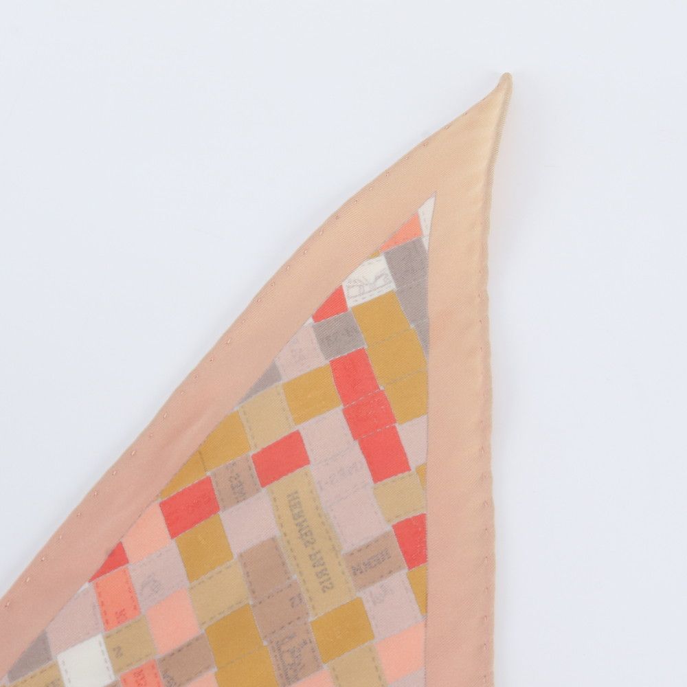 Hermes Tag Lozange Bolduc Pattern Silk 100% Triangle Scarf — view 5