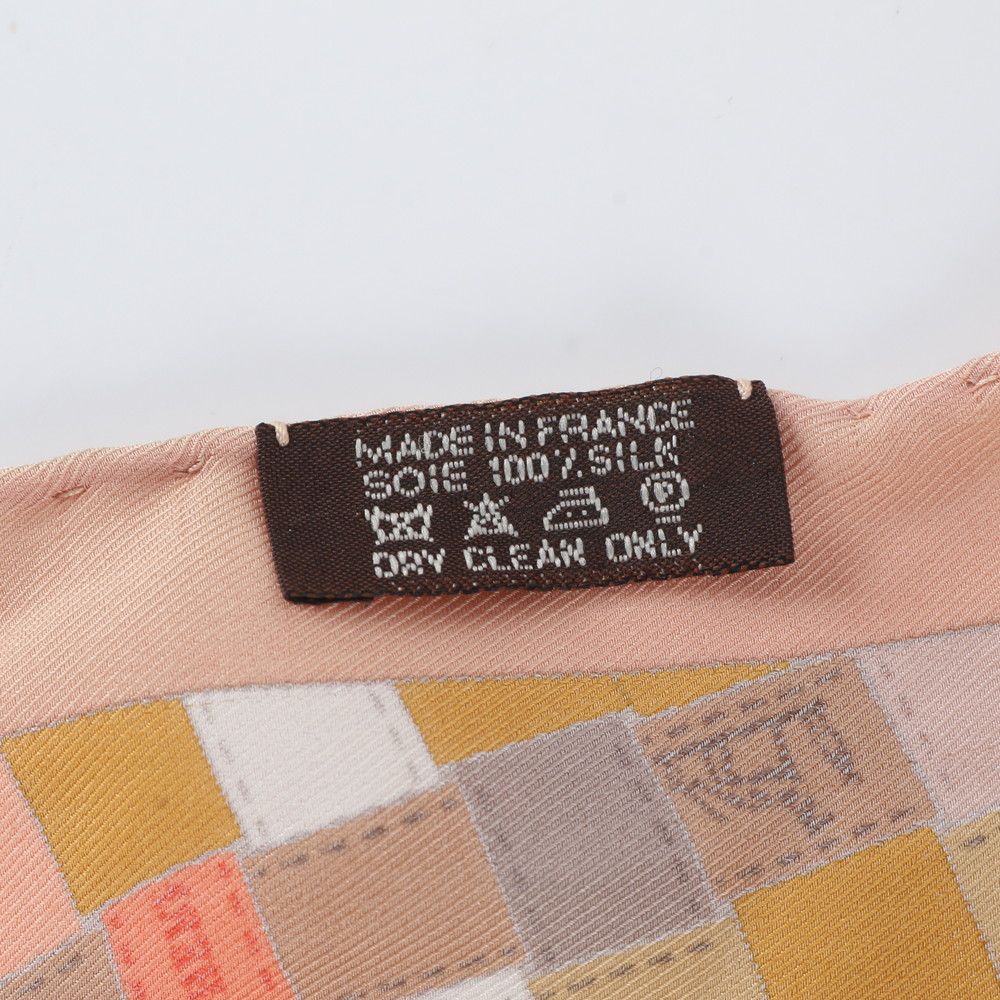 Hermes Tag Lozange Bolduc Pattern Silk 100% Triangle Scarf — view 6
