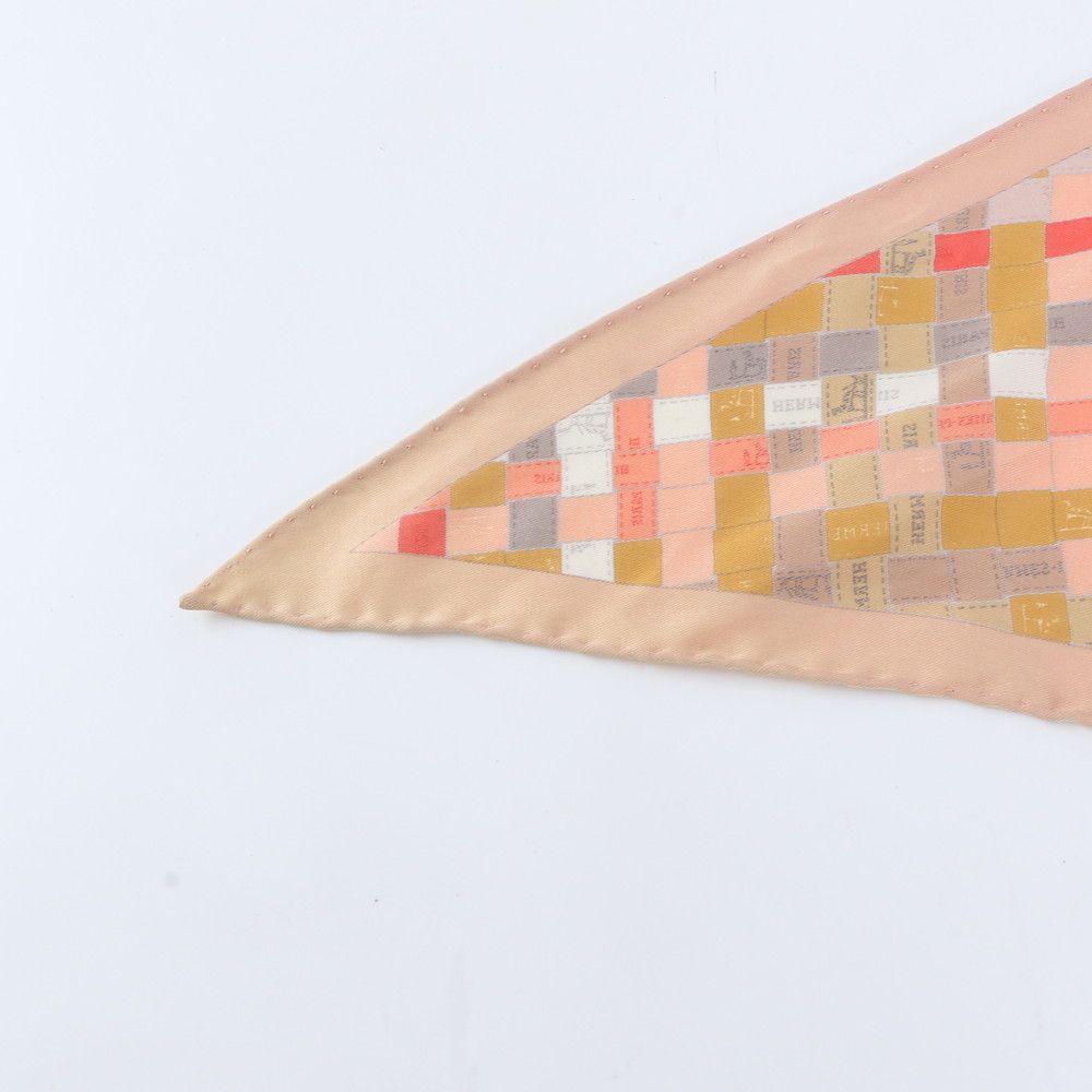 Hermes Tag Lozange Bolduc Pattern Silk 100% Triangle Scarf — view 3